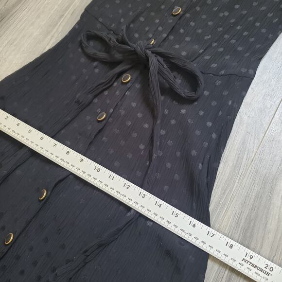 Mango Dress 6 Black Midi Whimsigoth Fairy Grunge Punk Cottagecore Button Front - Picture 8 of 11